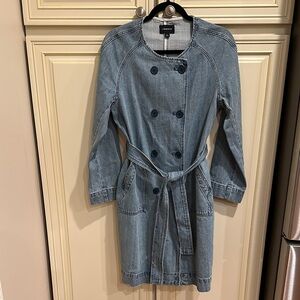 J. Crew Light Blue Denim Trench Coat